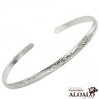 ハワイアンジュエリー バングル ブレスレット ハワイアンスクロール オープンバングル 4mm メンズ レディース シルバー プルメリア スクロール バレル カフ フリーサイズ