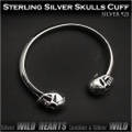 バングル　ブレスレット　カフ　シルバー925　スカル／ドクロ　メンズアクセサリー Skull Sterling Silver 925 Cuff bracelet Bangle WILD HEARTS (ID sb3405r79)