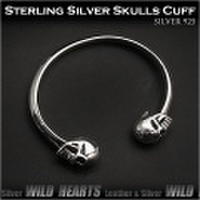 バングル　ブレスレット　カフ　シルバー925　スカル／ドクロ　メンズアクセサリー Skull Sterling Silver 925 Cuff bracelet Bangle WILD HEARTS (ID sb3405r79)