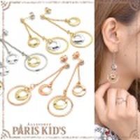 ピアス サークル メタル スウィング 揺れる ダブル ツイン ゴールド シルバー ピンクゴールド josim