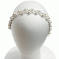 ブランド-LELET ny【ウェディング】【パーティ】ヘアアクセサリー◆パールラインストンヘアバンド◆シルバー