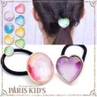 ヘアゴム ヘアアクセサリー ハート ラウンド グラデーション ラメ パステル カラー オーロラ クリア 透明 可愛い