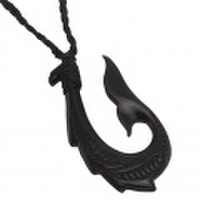 ボーンカーヴィング 本格ポリネシアン 手彫りのボーンアクセサリー フィッシュフック ブラックボーン