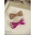 リボンブローチ(マゼンタ・モカ)