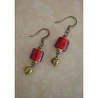 ヴィンテージホワイトハートビーズ　カンネビーズ　ピアス　Sonomi Tada