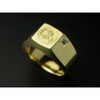 家紋リング・艶・K18ゴールド石留めオプション