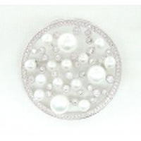 淡水パール & CZ ラウンド ブローチ