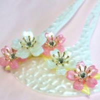 和風かんざし　二本足　そめいよしの　桜　ピンク・白／白台