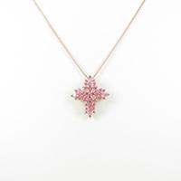 K18PG クロス ピンクサファイヤネックレス20％引き