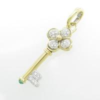 750YG／750WG クローバー×キー エメラルドペンダント
