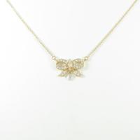 K18YG リボン ダイヤモンドネックレス