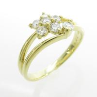 K18YG フラワー ダイヤモンドリング