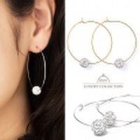 ピアス　パヴェボール　フープ　キュービックジルコニア　ピアス　上品　ニッケルフリー　シンプル　レディース　ジュエリー　アクセサリー　ゴールド　シルバー　フープ　デイリー　上品　　プレゼント　ニッケルフリー　ジュエリー　デイリー　ミラーボール