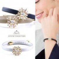 ブレスレット　キュービックジルコニア　レザー　フラワー　モチーフ　ブレスレット　上品　シンプル　アクセサリー　レディース　ジュエリー　ホワイト　ピンク　シルバー　エレガント　牛革　ブレスレット　カジュアル　エレガント　トレンド　プレゼント