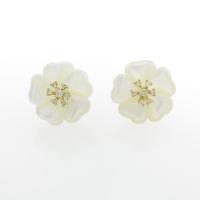 K18YG フラワー マザーオブパールイヤリング