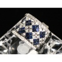 ☆誕生石9月新着【K14WG ホワイトゴールド】 指輪 リング サファイア1.90ct ダイヤモンド0.35ct 11.9ｇ 13.5号 レディース 09429-0