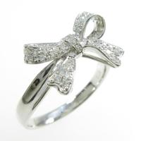 K18WG リボン ダイヤモンドリング