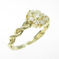 K18YG フラワー ダイヤモンドリング