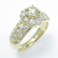 K18YG フラワー ダイヤモンドリング